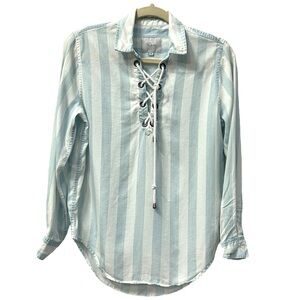 Rails Women’s Uli Lace-Up Block‎ Stripe Long Sleeve Top  Sz XS